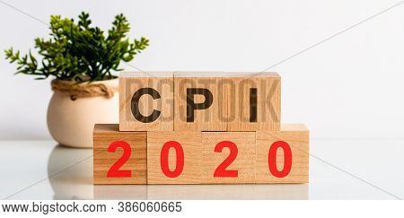 Cpi 2020 - Acronym From Wooden Blocks With Letters, Abbreviation Cpi Consumer Price Index Concept, G