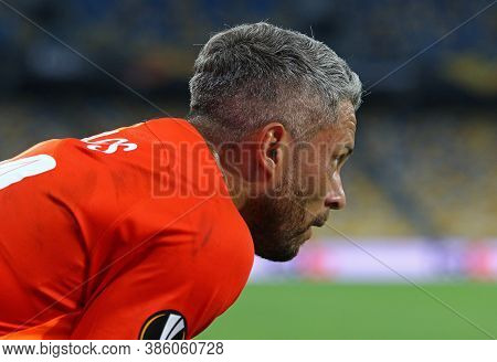 Kyiv, Ukraine - August 5, 2020: Portrait Of Player Marlos Of Shakhtar Donetsk Seen During The Uefa E