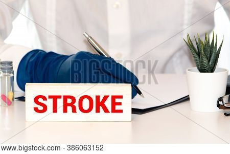 Stroke Word Written In Wooden Cube