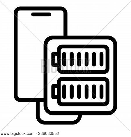 Full Battery Power Bank Icon. Outline Full Battery Power Bank Vector Icon For Web Design Isolated On
