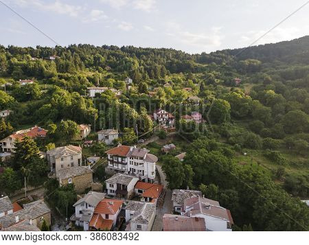 Amazing Aerial View Of Village Of Yavrovo With Nineteenth Century Houses, Plovdiv Region, Bulgaria