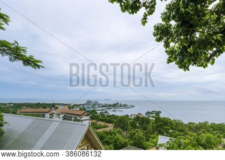 Sea And Coast Views From Khao Sam Muk At Bang Saen In Chon Buri Province In Thailand.