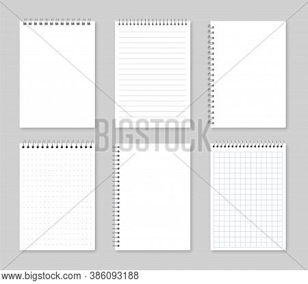 Notepads With Empty Paper. Set Of Notebooks Sheets. Vector Illustration