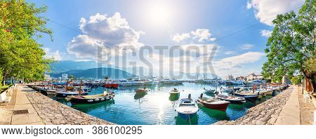 The Dukley Marina Of The Budva Riviera, Sunny Panorama, Montenegro