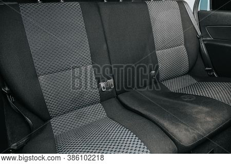 Novosibirsk, Russia - September 19, 2020: Lada Granta, Comfort Car Inside. Clean Car Interior: Black