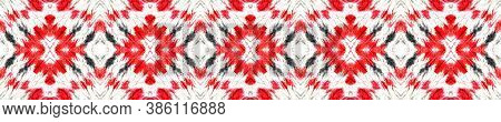 Aztec Lace Pattern. Abstract Kaleidoscope Design. Red, Black, White Seamless Texture. Seamless Tie D