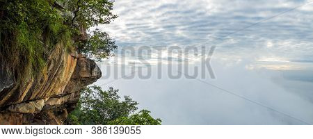The Atmosphere Of The Clouds And White Mist In The Mountains At Pha Mo E Daeng, Sisaket Province, Th