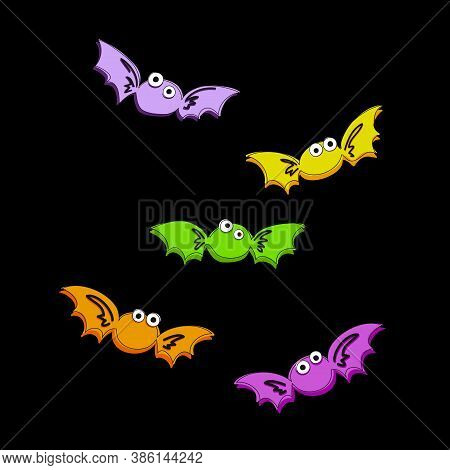 Halloween Set Of Bar Candy Bats In Vector Pattern. A Festive Trick Or A Meal. For Fabrics, Textiles,