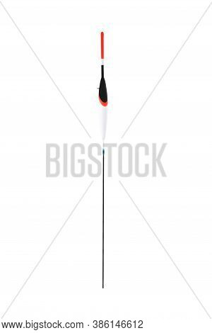 Long Spindle In The Form Of A White Spindle With A Red Antenna For Fishing With A Fishing Rod, Fishi