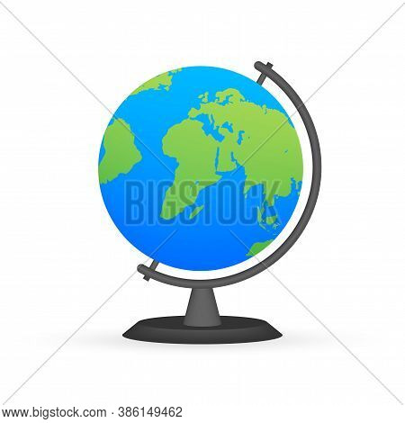 Earth Globes Isolated On White Background. Flat Planet Earth Icon. Vector Stock Illustration.