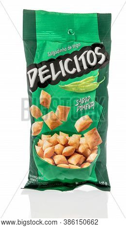 Winneconne , Wi - 19 September 2020:  A Package Of Delicitos Pepper Flavor Snacks On An Isolated Bac