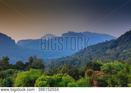 Morning View Of The Knuckles Mountain Range  In Sri Lanka. The Knuckles Mountain Range Situated In C