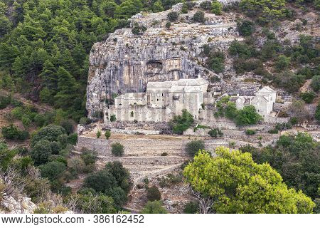 Pustinja Blaca Hermitage In Stone Desert. Brac Island, Dalmatia, Croatia.
