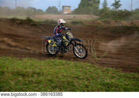 Eunapolis, Bahia / Brazil - April 3, 2008: Biker Is Seen During Motocross Training In The City Of Eu