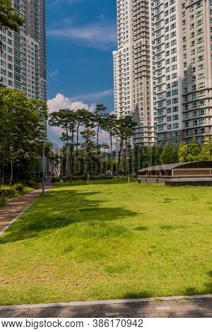 Daejeon, South Korea; September 15, 2020: For Editorial Use Only. Kumgang Exllu Towers In Sokbongdon