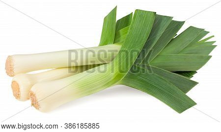 Leek Isolated On White Background. With Clipping Path. Full Depth Of Field