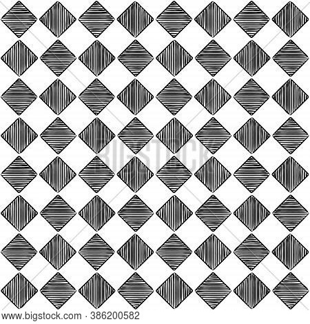 Seamless Chess Pattern. Vector Chess Background. Chess Cells. Hand Drawn Checkerboard