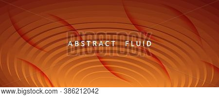 Vivid Fluid Flow. Yellow Dynamic Landing Page. 3d Abstract Shape. Business Pattern. Orange Fluid Flo