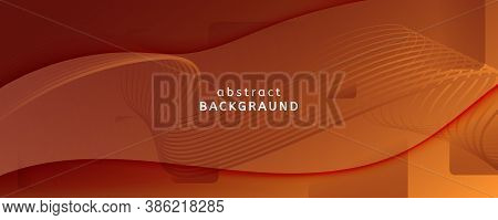 Vector Fluid Flow. Yellow Futuristic Landing Page. 3d Abstract Shapes. Minimal Banner. Orange Fluid 