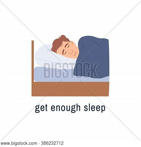 Sleeping Man Flat Icon Isolated On White Background. Get Enough Sleep Concept. Male Person Sleeps In