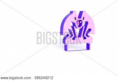 Purple Gargoyle On Pedestal Icon Isolated On White Background. Minimalism Concept. 3d Illustration 3