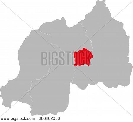 Kigali Provinces Isolated On Rwanda Map. Gray Background. Business Concepts And Backgrounds.