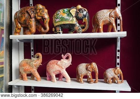 Rajasthani Handicrafts Hand Made Heavy Work Ambabari Elephant. Lucky Charm Multi Colored. Ci3n