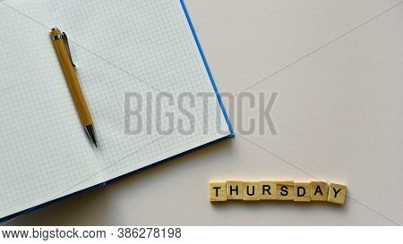 Notepad With Pen And Wooden Word 