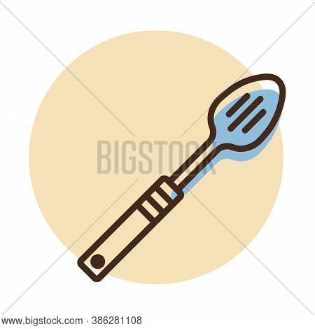 Spoon For Draining Vector Icon. Kitchen Appliances. Graph Symbol For Cooking Web Site Design, Logo, 