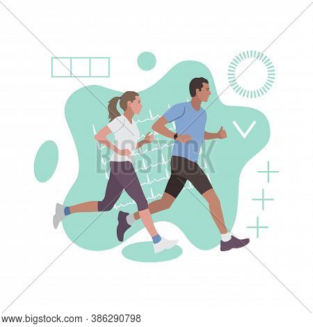 Running Man And Woman Fashion Abstract Composition