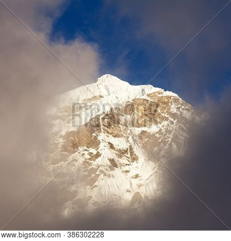 Mount Makalu With Clouds, Nepal Himalayas Mountains, Barun Valley, Evening View