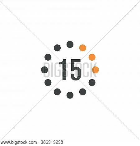 Timer Sign 15 Min On White Background. Countdown Stock Vector Illustration Isolated On White Backgro