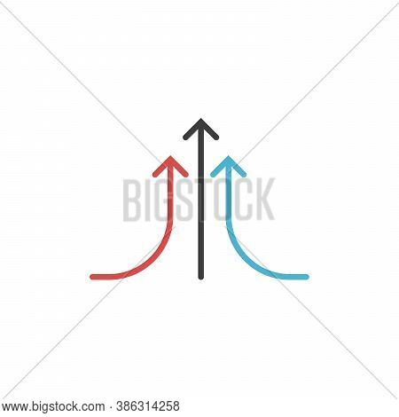 Three Linear Apwards Colorful Arrows. Stock Vector Illustration Isolated On White Background.