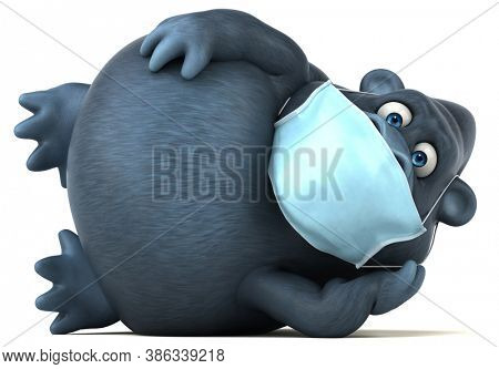Fun 3D cartoon gorilla with a mask