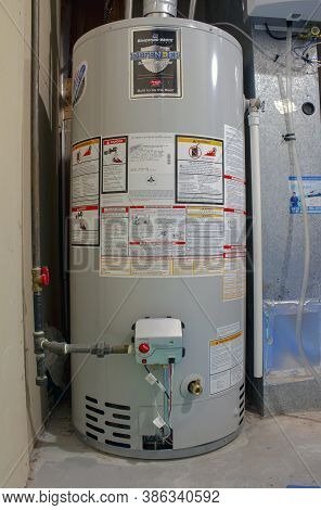 Calgary, Alberta, Canada. Sep 21, 2020. Bradford White Residential Gas Water Heater. Boiler Heating 