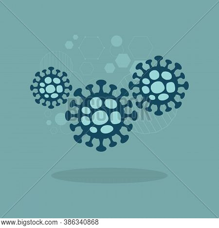 Abstract Modern Group Of Electron Micrograph Coronavirus Covid-19 Cell Structure Model Icons And Sha