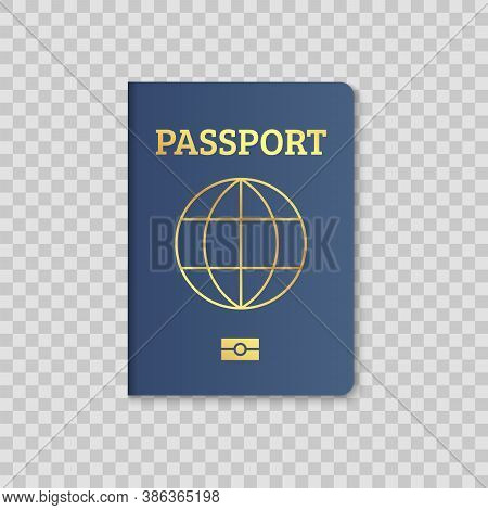 International Passport Cover Red And Blue Template. Vector Biometric Citizen Passports Cover With Ma