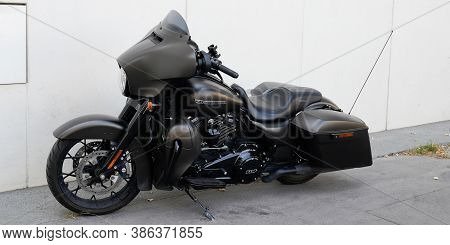 Bordeaux , Aquitaine / France - 09 20 2020 : Harley Davidson Black Bike Electra Road Glide Motorbike