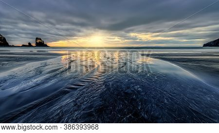 Sunset Over The Beach At Talisker Bay, Isle Of Skye, Scotland