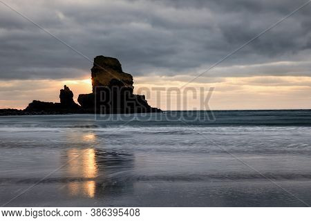 Sunset Over The Beach At Talisker Bay, Isle Of Skye, Scotland