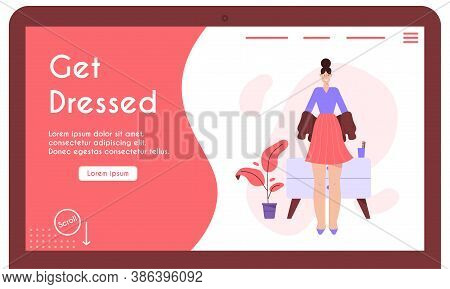 Vector Banner Of Woman Gets Dressed Concept