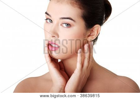 Baeutiful junge Frau Porträt, isolated on white