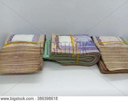 Bangladeshi Bank Note Bundle On White Background