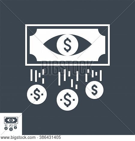 Cost Per Impression Related Vector Glyph Icon. Isolated On Black Background. Vector Illustration.