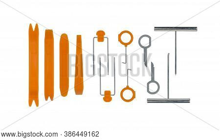 Trim And Removal Pry Tools Set Isolated For Removing Plastic Car Console And Door Panel Inside The C