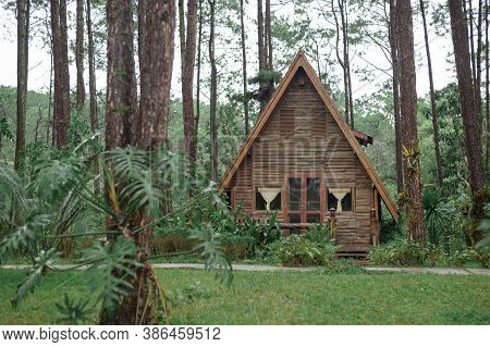 A Wooden A-frame Country House