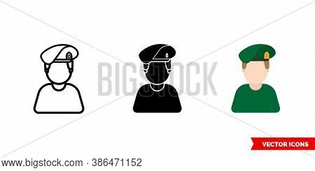 Military Soldiery Icon Of 3 Types Color, Black And White, Outline. Isolated Vector Sign Symbol.