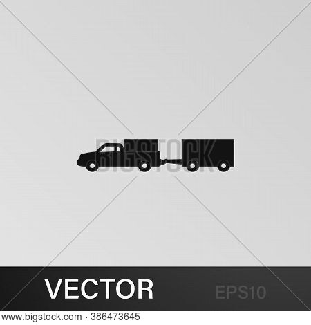 Loaded Pick-up Truck With A Trailer Icon. Element Of Car Type Icon. Premium Quality Graphic Design I