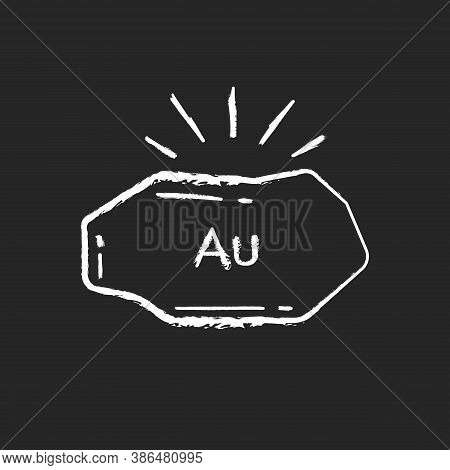 Golden Nugget Chalk White Icon On Black Background. Mineral Commodity For Trading. Precious Metal. M