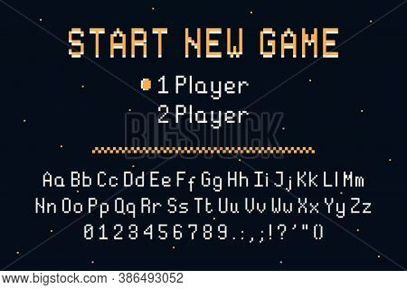 Pixel Art Font. Retro Alphabet For 8bit Games Or Retro-looking Project. Vintage Pixel Typefacedesign
